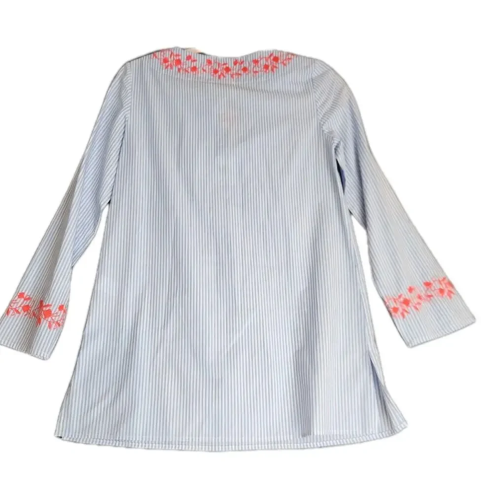 STS Sail to Sable Nautical Beachy Resort Striped Tunic Tassel 100% Cotton XS NWT